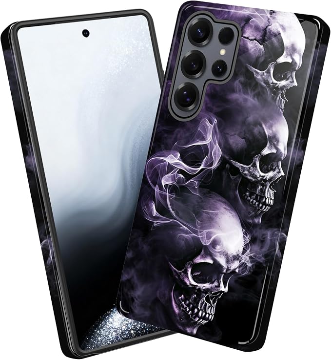 for Galaxy S26 Ultra Case,Heavy Duty Shockproof Dual-Layer Phone Case with Drop Protection, Non-Slip Protective Cover for Samsung Galaxy S26 Ultra 6.9",Skull Purple Smoke - Skull phone case