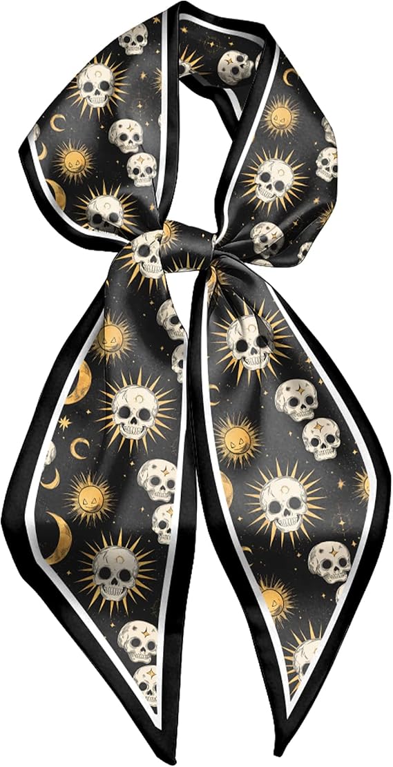 Head Hair Scarf Neck Silk Feeling Scarves Long Thin Satin Cute Fashion Handbag Decoration Women Girls 59 * 6.7'' - sugar skull handbags for sale