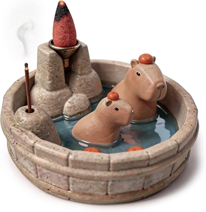 Capybara Backflow Incense Burner, Cute Ceramic Backflow Incense Holder,Perfect for Home and Office Settings, Making it an Ideal Choice for Personal use or Gifting. - skull incense burner