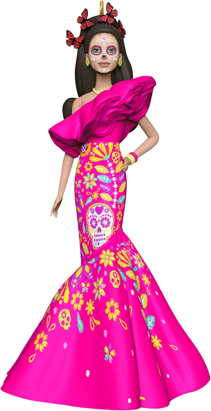 Hallmark Keepsake Barbie Christmas Ornament (Día De Muertos) - sugar skull ornament
