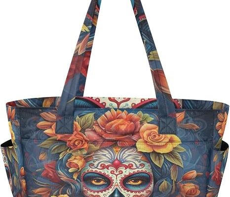 ALAZA Dia Muertos Mexican Day Of The Dead Girl Sugar Skull Tote Bag with Laptop Sleeve, Shoulder Bag Handbags Briefcase for Travel, Work, Gym