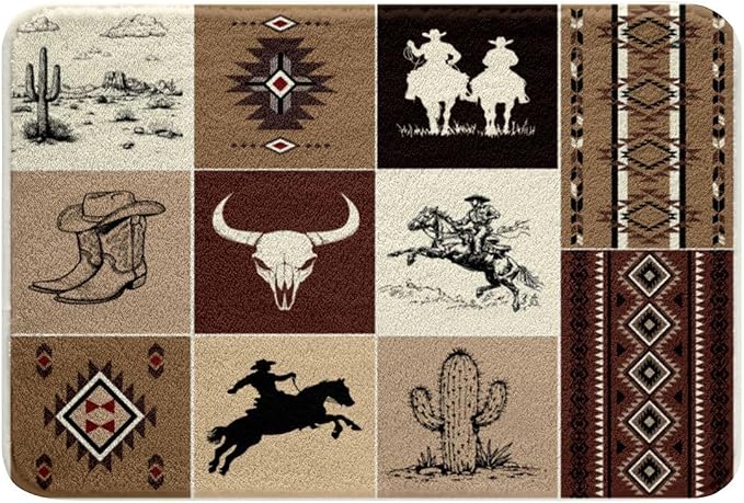 Feelyou Western Bathroom Rug 16"x24" for Bathroom - skull toilet mat