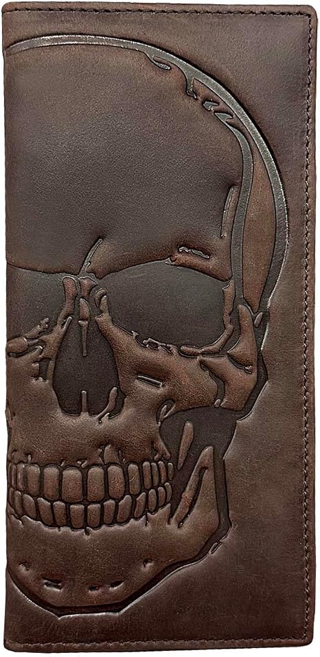 Biker Motorcycle Skull Wallet for Men Card Holder Wallet PurseLeather Long Wallet