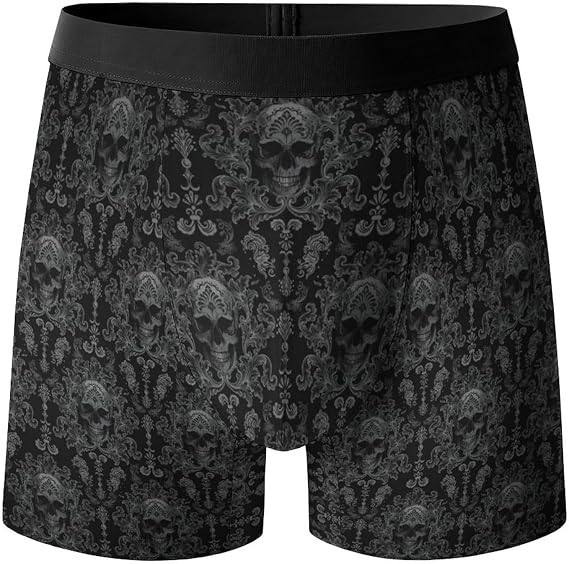 Men's Print Boxer Briefs Breathable Underwear Cool Underpants Boxers for Men Stretch Waist Underwears - skull swimsuit