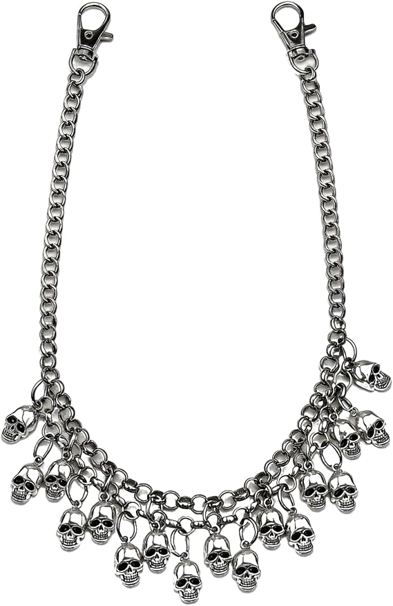 Unisex Skull Waist Chain Double Layer Gothic Belt Accessory for Jeans Skirts Dresses and Trousers Y2K Emo Biker Festival Style - skull wallet