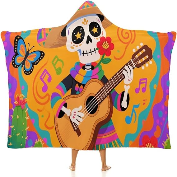 Sugar Skull Wearable Blanket Hoodie Oversized Hooded Blanket Adult Blankets Hoodies Sweater Blankets - skull hoodie