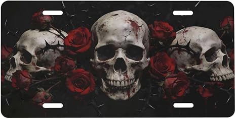 Gothic Skulls Front License Plate Aluminum Decorative License Plates - skull plate