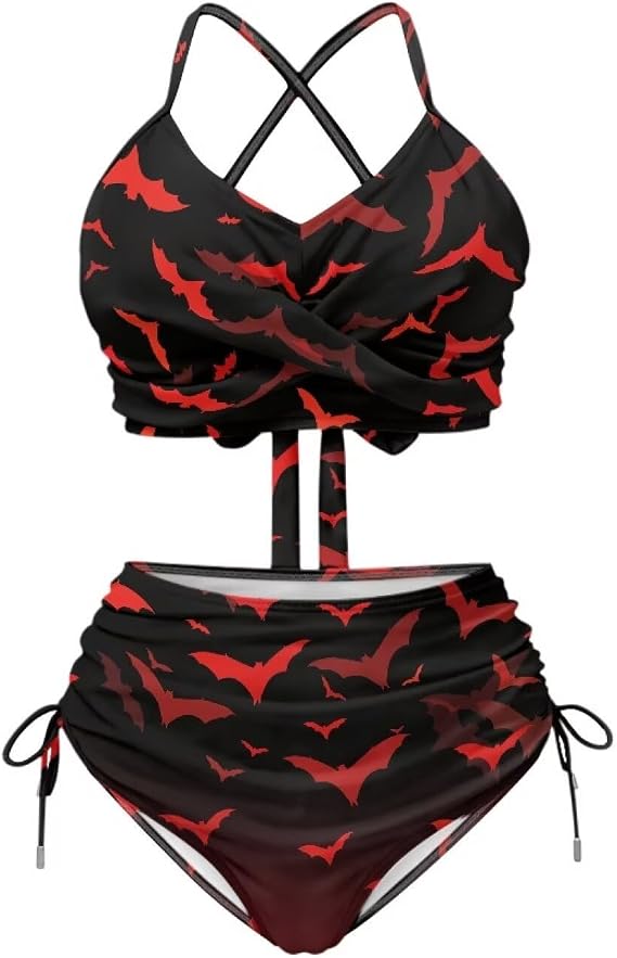 JEOCODY Bikini Sets for Women 2 Piece Cheeky Swimsuits Cute Bathing Suits for Beach Vacation - skull swimsuit