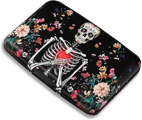 Maicican RFID Blocking Aluminum Credit Card Holder - skull suitcase