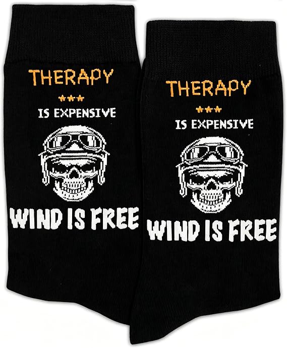 Motorcycle Socks Gifts for Bikers,Riders,Motorcycle Lovers-Therapy Is Expensive Wind Is Free Socks - sugar skull costume