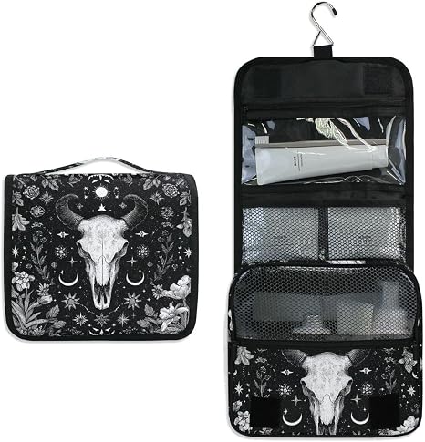 Hanging Toiletry Bag Skull Women Makeup Case Cosmetic Organizers Travel Bag - skull suitcase