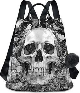 Skull Gothic Backpack Purse for Women Anti Theft Back Zipper Purse Bag - sugar skull handbags for sale