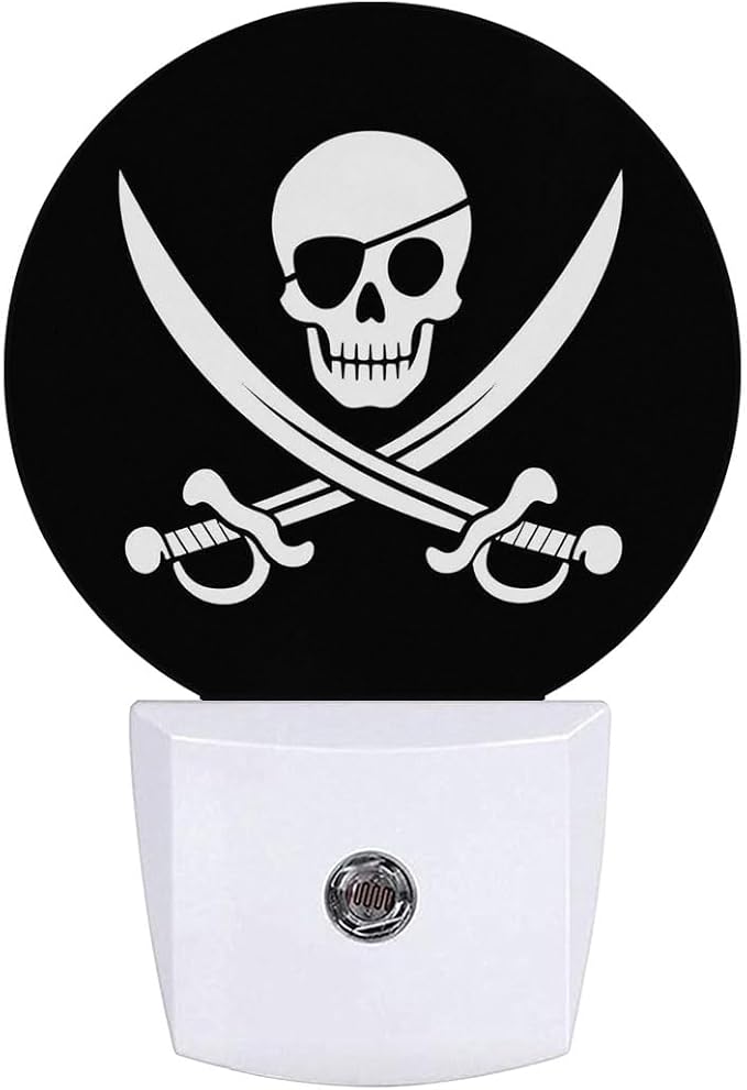 Skull Pirate Night Light Plug-in Sleep Lamp Led Dusk to Dawn Night Light for Bedroom