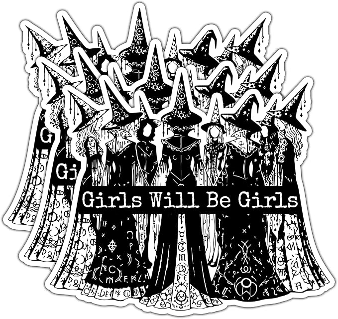 3 Pack Witchy Feminist Stickers 2-Inch Women Rights Gothic Vinyl Decals, Girls Will Be Girls Coven Art, Waterproof Stickers for Laptops, Water Bottles, Phone Journals and Alt Decor Gift - skull sticker
