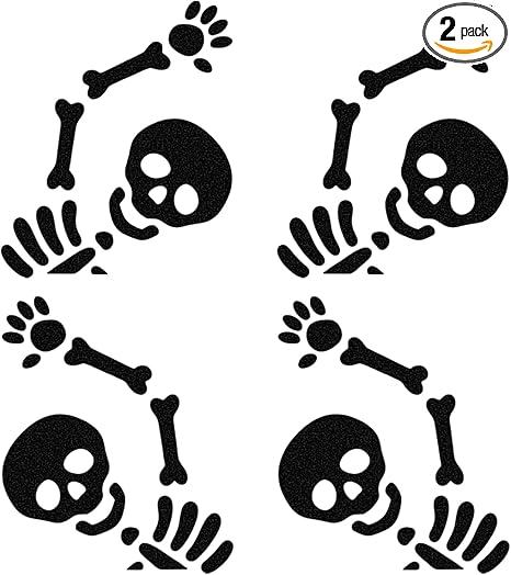 2PCS Skeleton Car Mirror Sticker Decal, Funny Vinyl Skull Auto Rear View Mirror Sticker, Spooky Halloween Vehicle Body Decal Decoration for Car, Truck, Laptop, Tumbler (Black) - skull sticker