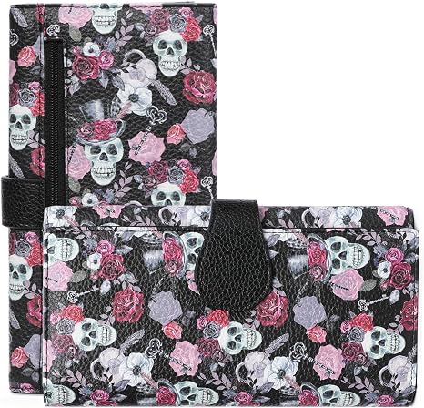 GOIACII Women’s Wallet RFID Blocking Large Capacity Card Holder Ladies Phone Clutch Travel Long Purse Skull Goth