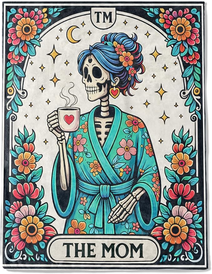 Whimsical Sugar Skull Floral Fleece Throw Blanket 50x60 Inch,Day of the Dead Mom Skeleton Flower Decorative Throws,Soft Lightweight Blankets for Living Room Sofa,Cozy Gifts for Mothers Women - sugar skull handbags for sale