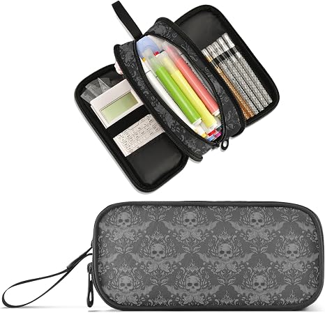 Gothic Skull Large Capacity Pencil Case Pencil Pouch Pen Box - skull sticker