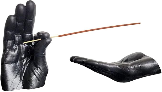 Hand Incense Holder for Sticks, Incense Burner Ash Catcher, Hand-Shaped Incense Burner Stand, for Meditation and Decoration (Black) - skull incense burner