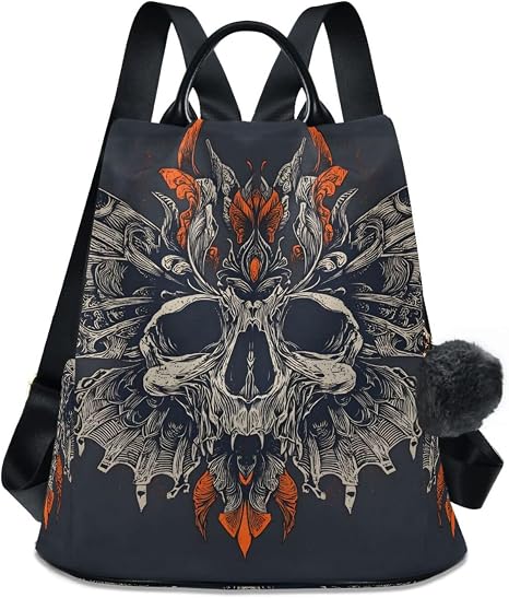 Skull Backpack Purse for Women, Anti Theft Back Zipper Travel Purse Bag - skull backpack