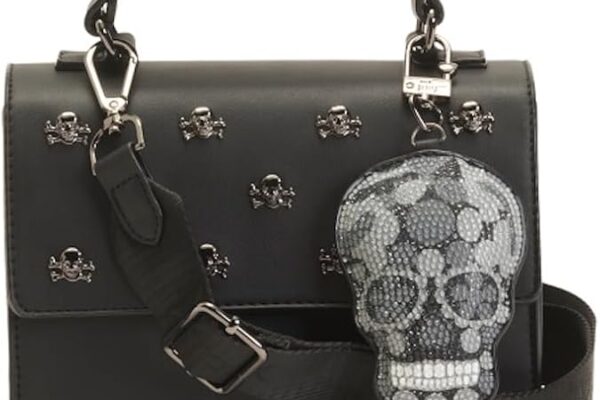 Betsey Johnson Crossbody Bag with Attached Charm, Dual Compartment, Adjustable Strap, 8×6 Inch