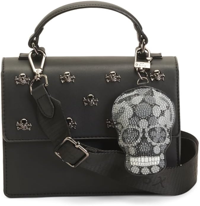 Betsey Johnson Crossbody Bag with Attached Charm, Dual Compartment, Adjustable Strap, 8×6 Inch