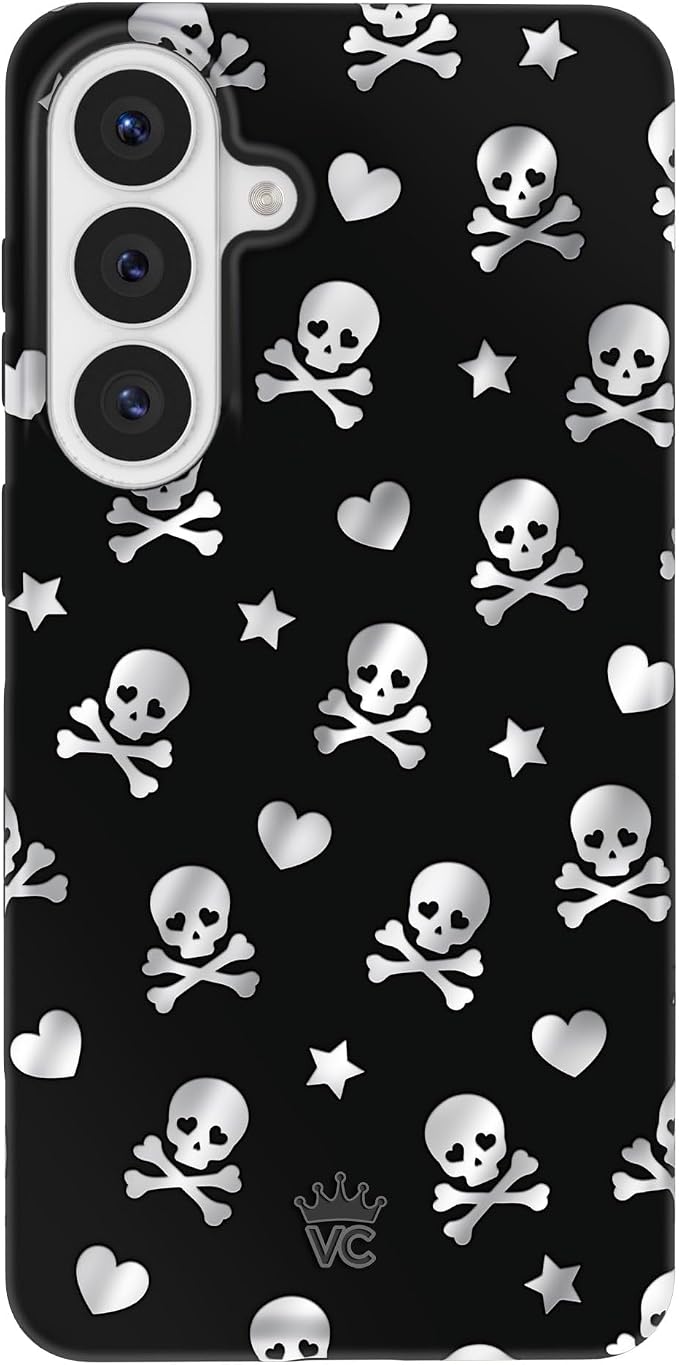 VELVET CAVIAR Case for Samsung Galaxy S26 | Magnetic | 10ft Drop Tested | Cute Protective Phone Cases for Women | Chrome Skulls - Skull phone case