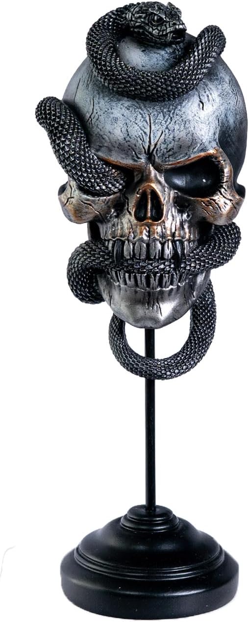 Pacific Giftware Cult of Canaan Masque Sculpture with Skull and Serpent, Dark Symbolic Imagery - skull figurine