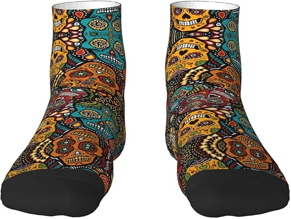 Sugar And Skulls Style Print Funky Socks Cute Novelty Crew Socks Adult Socks Breathable Workouts All Seasons - sugar skull costume