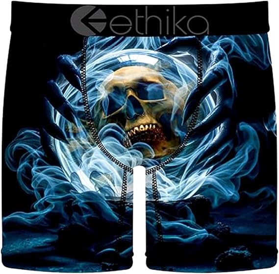 Ethika Men's Mid Boxer Brief, Dead Scope - skull swimsuit
