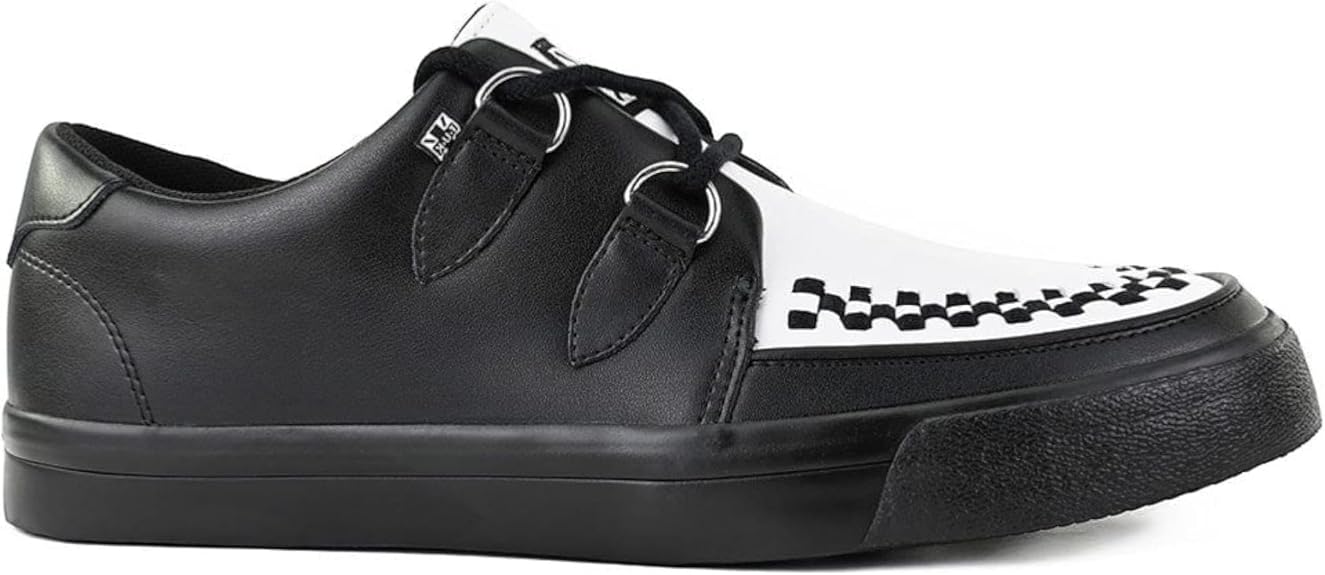 TUK Footwear Unisex Pointed Creeper Sneaker – Leather Goth Platform Shoes with Skull & Bones Sole - sugar skull boots