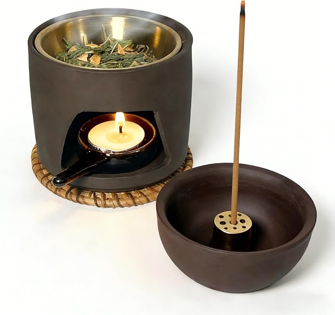 5 in 1 Incense Holder Set for Incense Sticks Dried Herbs Essential Oil - skull incense burner
