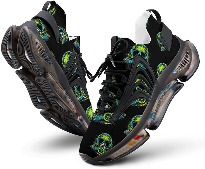 Scuba Skull Novelty Men's Sporting Shoes Lightweight Elastic Running Shoe Tennis Sneakers - sugar skull boots