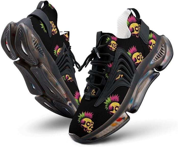 Skull Punk Novelty Men's Sporting Shoes Lightweight Elastic Running Shoe Tennis Sneakers - sugar skull boots