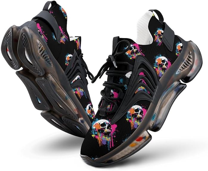 Happy Halloween Grunge Skull Novelty Men's Sporting Shoes Lightweight Elastic Running Shoe Tennis Sneakers - sugar skull boots