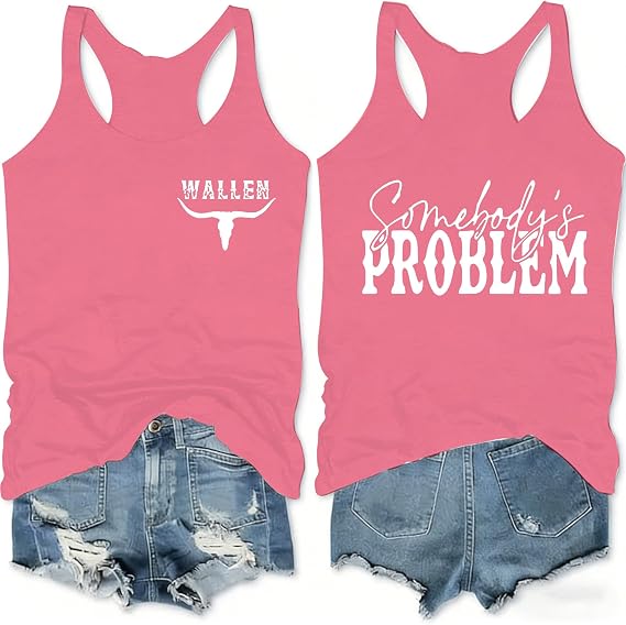 Somebody's Problem Country Music Tank Tops - skull tank tops