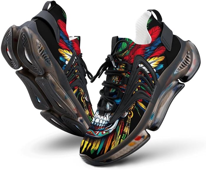 Aztec Mayan Skull Fashion Sneakers for Men Women Running Shoes Lightweight Casual Sports Shoes - sugar skull boots