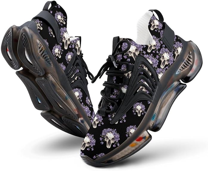 Animal Skull with Flowers Fashion Sneakers for Men Women Running Shoes Lightweight Casual Sports Shoes - sugar skull boots
