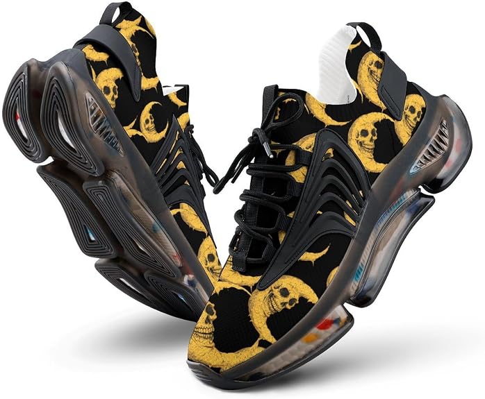 Moon with Skull Face Fashion Sneakers for Men Women Running Shoes Lightweight Casual Sports Shoes - sugar skull boots
