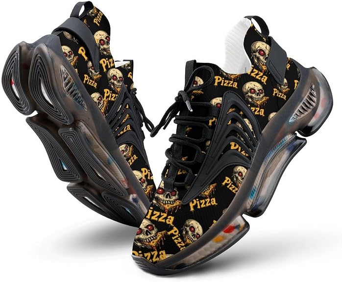 Skull Pizza Fashion Sneakers for Men Women Running Shoes Lightweight Casual Sports Shoes - sugar skull boots