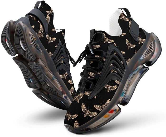 Skull Moth Fashion Sneakers for Men Women Running Shoes Lightweight Casual Sports Shoes - sugar skull boots