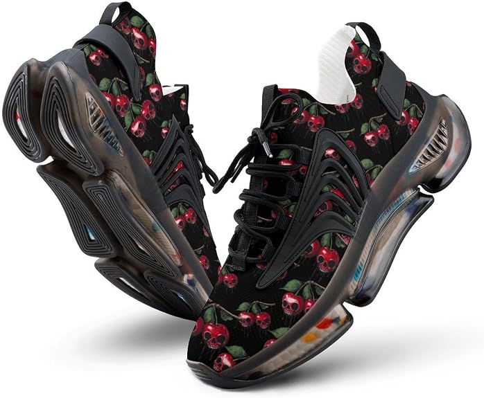 Cherry1 with Skull Blood Dripping Fashion Sneakers for Men Women Running Shoes Lightweight Casual Sports Shoes - sugar skull boots