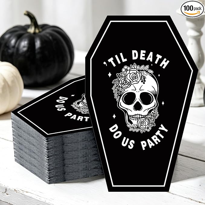 Whaline 100 Pcs Halloween Paper Napkins Skull Coffin Disposable Napkins - skull toilet paper