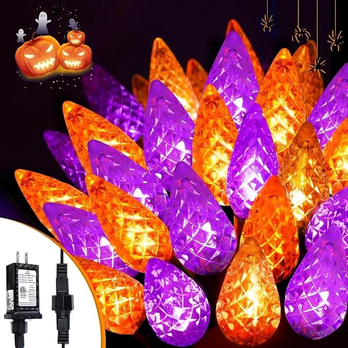 240 LED Connectable C6 Halloween Lights Outdoor String 78FT Orange Purple - string light