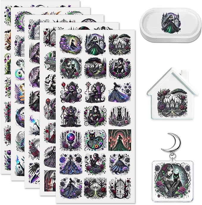 105PCS Gothic UV DTF Stickers for Keychains - skull sticker