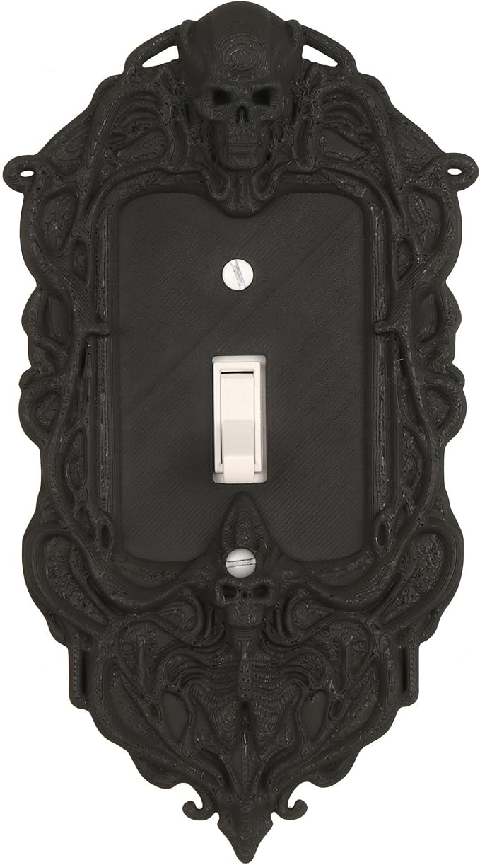 Gothic Skull Toggle Switch Cover, Black 1-Gang Wall Plate - skull plate