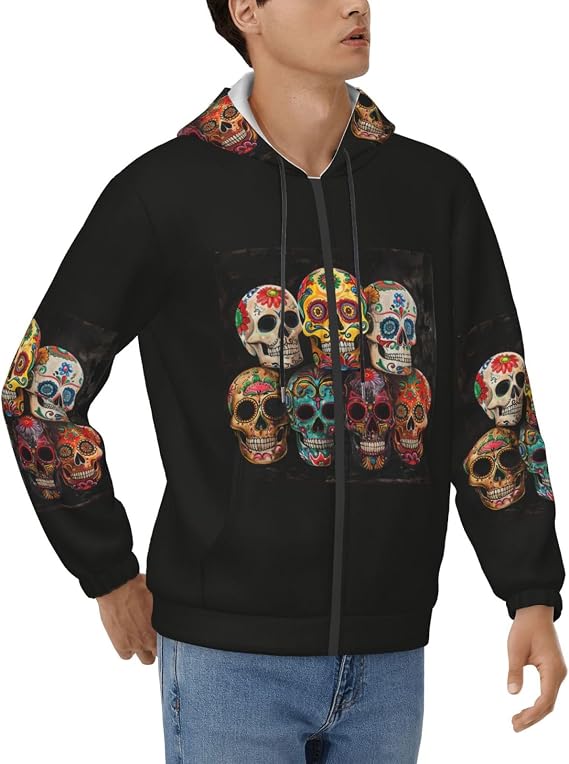 Sugar Skulls Print Men'S Hoodie Pullover Casual Sweatshirt Soft Breathable Comfortable Everyday - skull sweatshirts