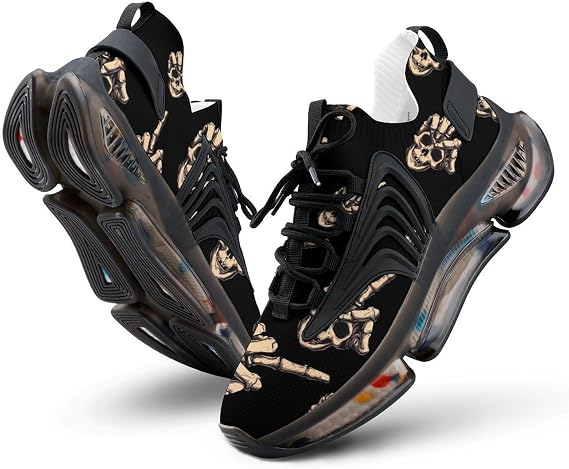 Skull Hand Fck-off Mens Running Shoes Lightweight Sneakers Casual Athletic Shoe for Sports Gym Walking - sugar skull boots