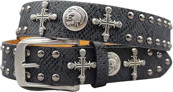 Black Western Cowboy Belt for Men Women Y2k Studded Belt Punk Goth