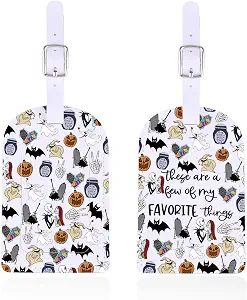 ENSIANTH Horror Movie Merch Zero Ghost Dog Fans -Spooky Season Gift Suitcase Tag Nightmare Skull Skellington Lover Gift (Ghost Thing tag) - skull suitcase